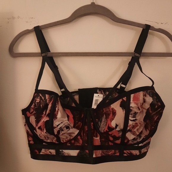 2/$22 Mesh Strappy Rose Unlined Underwire Longline Bralette - Picture 11 of 12